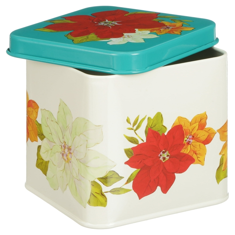 NWT/NIB The Pioneer Woman Poinsettia 2-Piece Square Cookie Set Tins Christmas - Picture 6 of 8